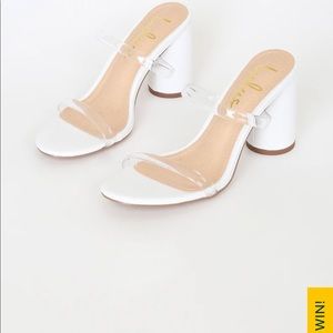 White Clear Strap Heels